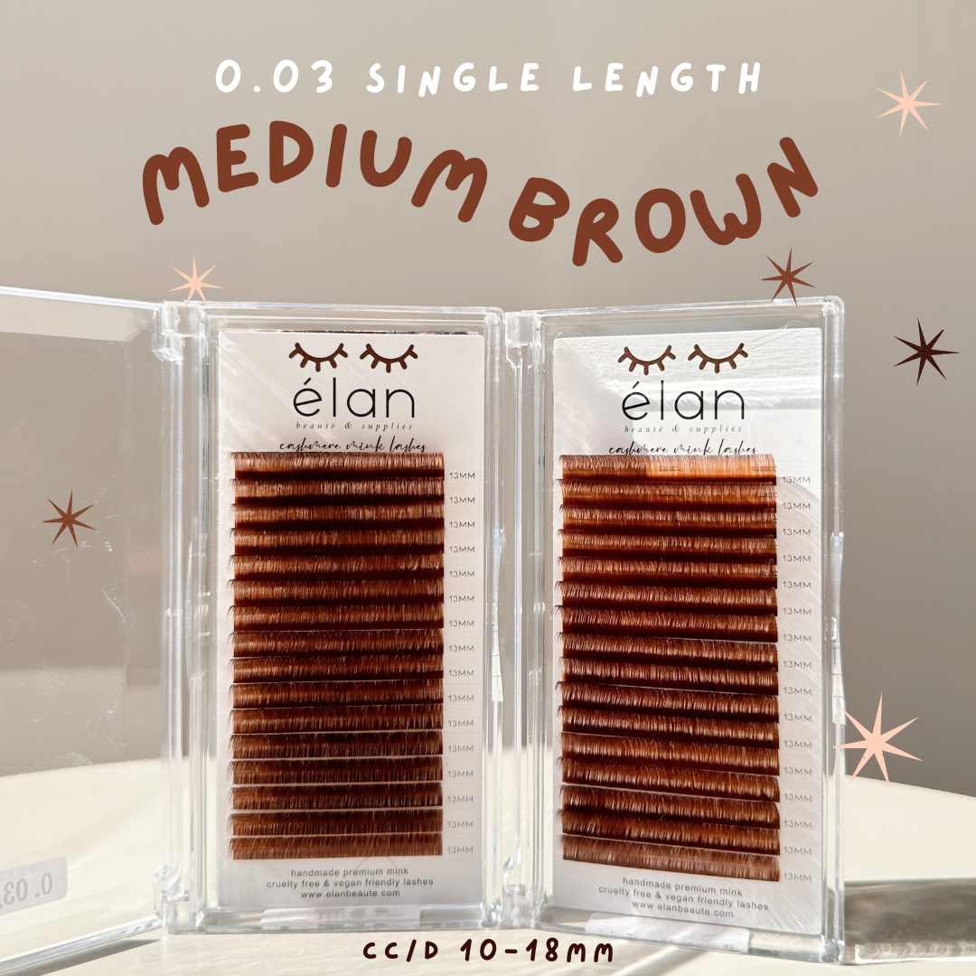 0.03 single lengths MEDIUM BROWN lashes