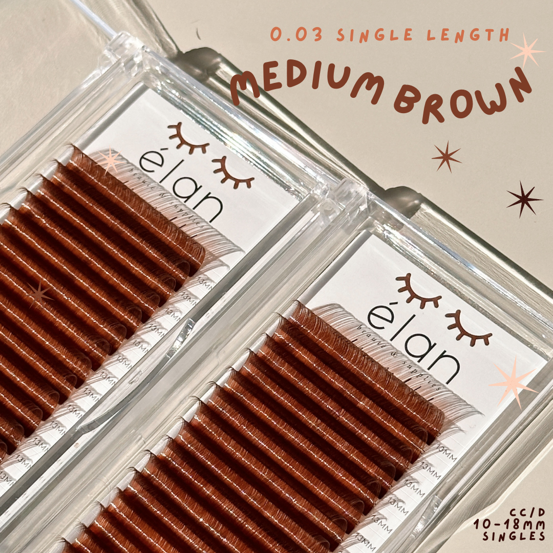 0.03 single lengths MEDIUM BROWN lashes