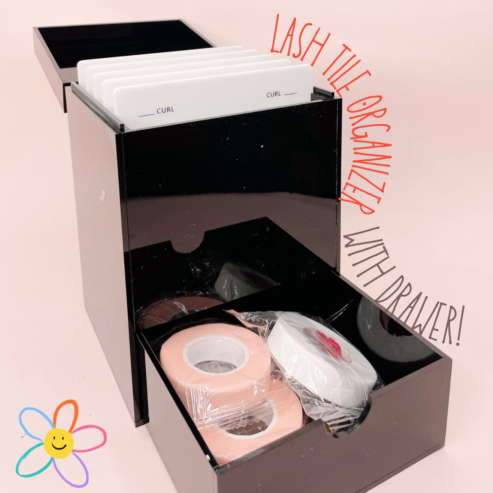 lash tile organizer with drawer