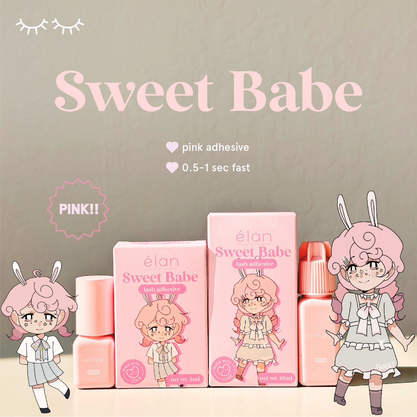 SWEET BABE pink adhesive
