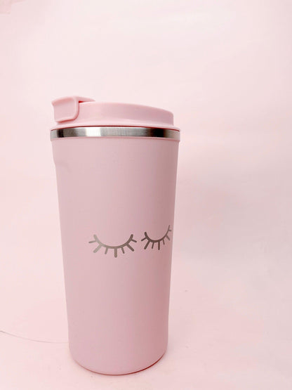 baby pink lash stainless steel flask