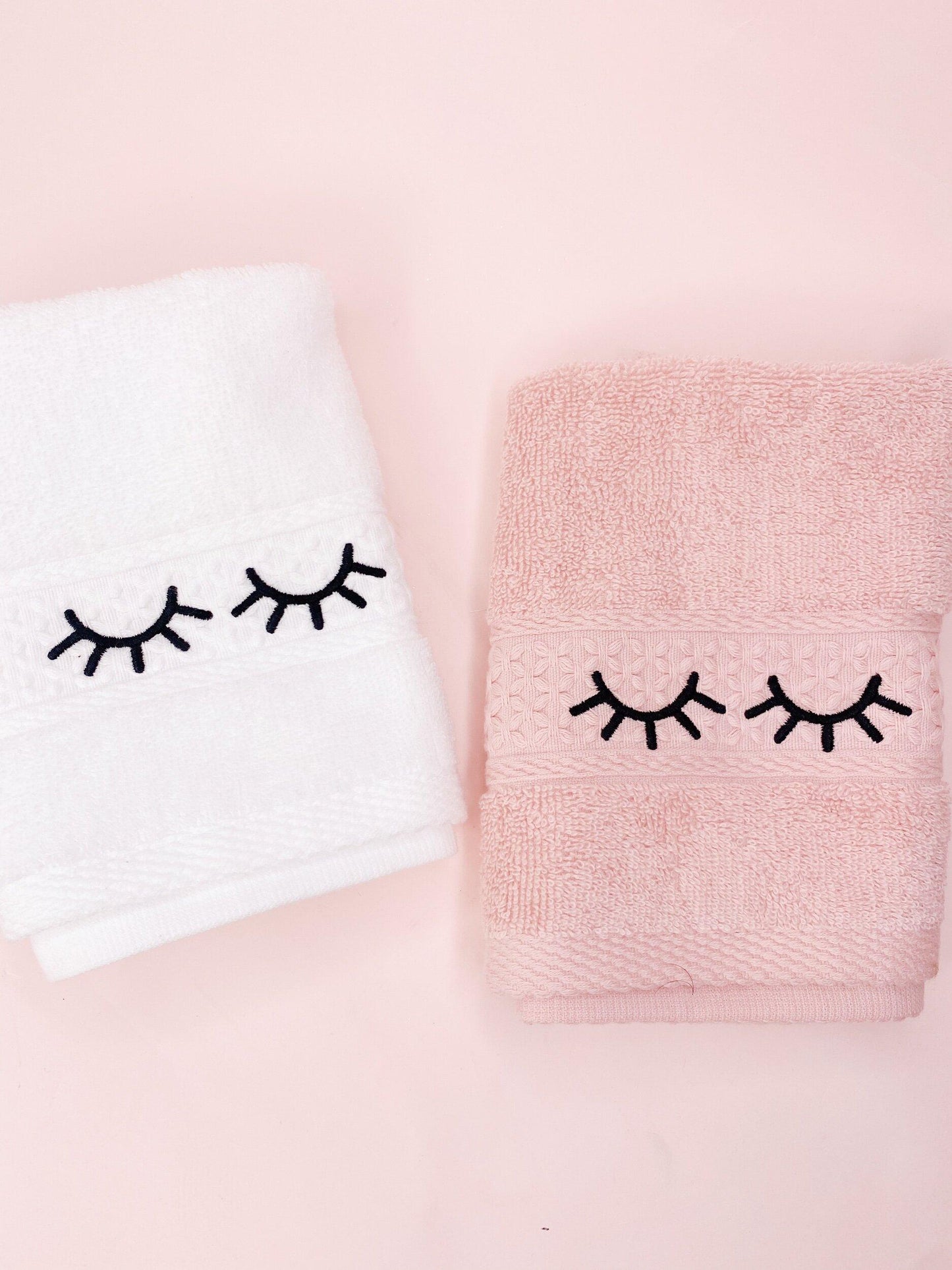 embroidered lash face towel