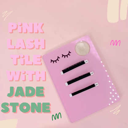 pink lash tile with jade stone