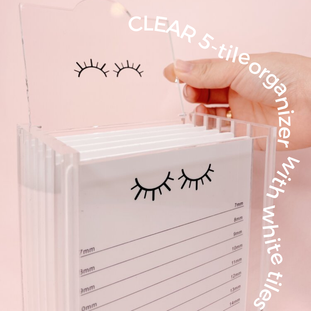 clear 5-tile organizer with white tiles