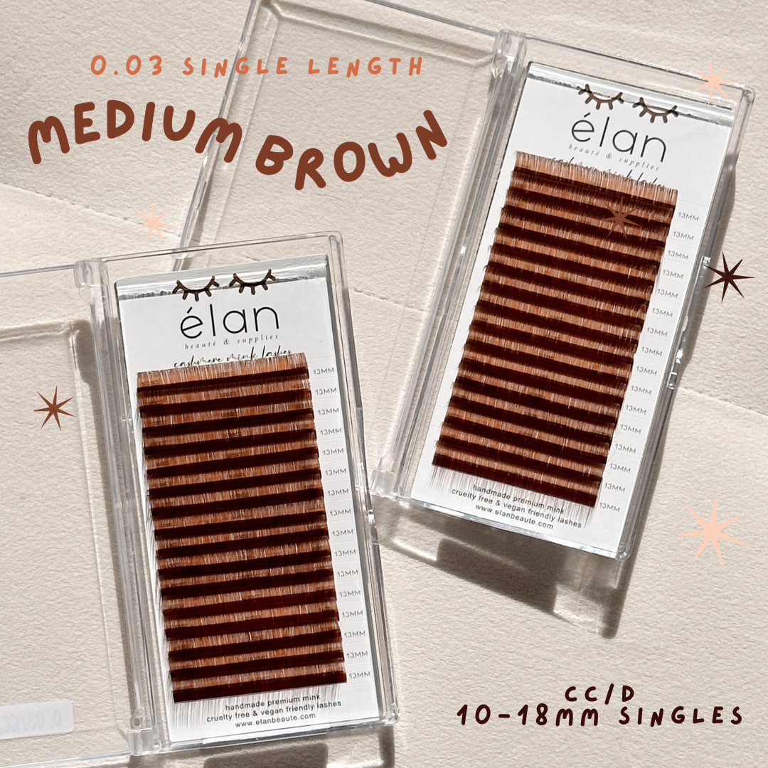 0.03 single lengths MEDIUM BROWN lashes