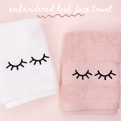 embroidered lash face towel
