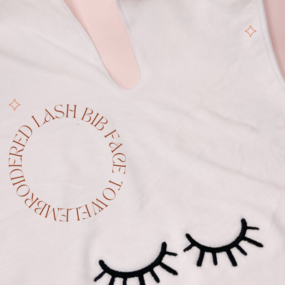 embroidered lash BIB face towel