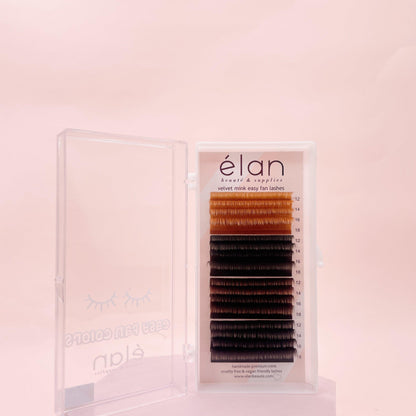 easy fan BROWN mix velvet mink lashes