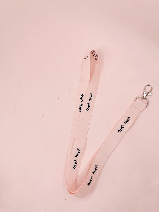 baby pink lash lanyard