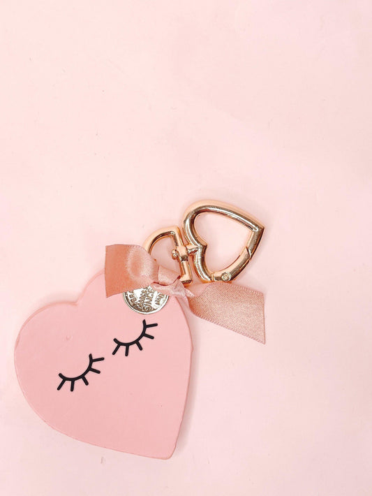 baby pink lash heart keychain