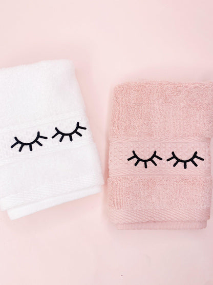 embroidered lash face towel