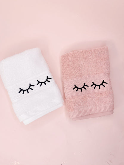 embroidered lash face towel