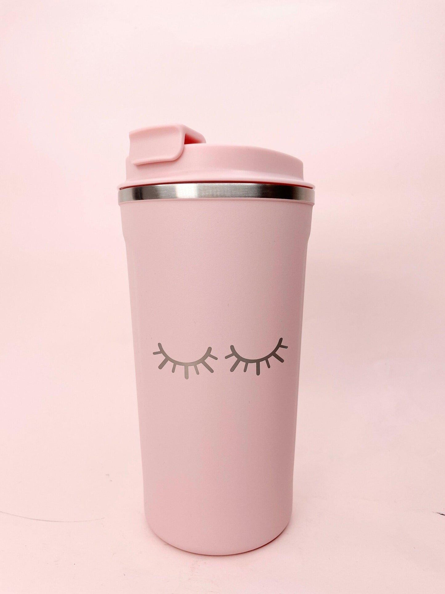 baby pink lash stainless steel flask