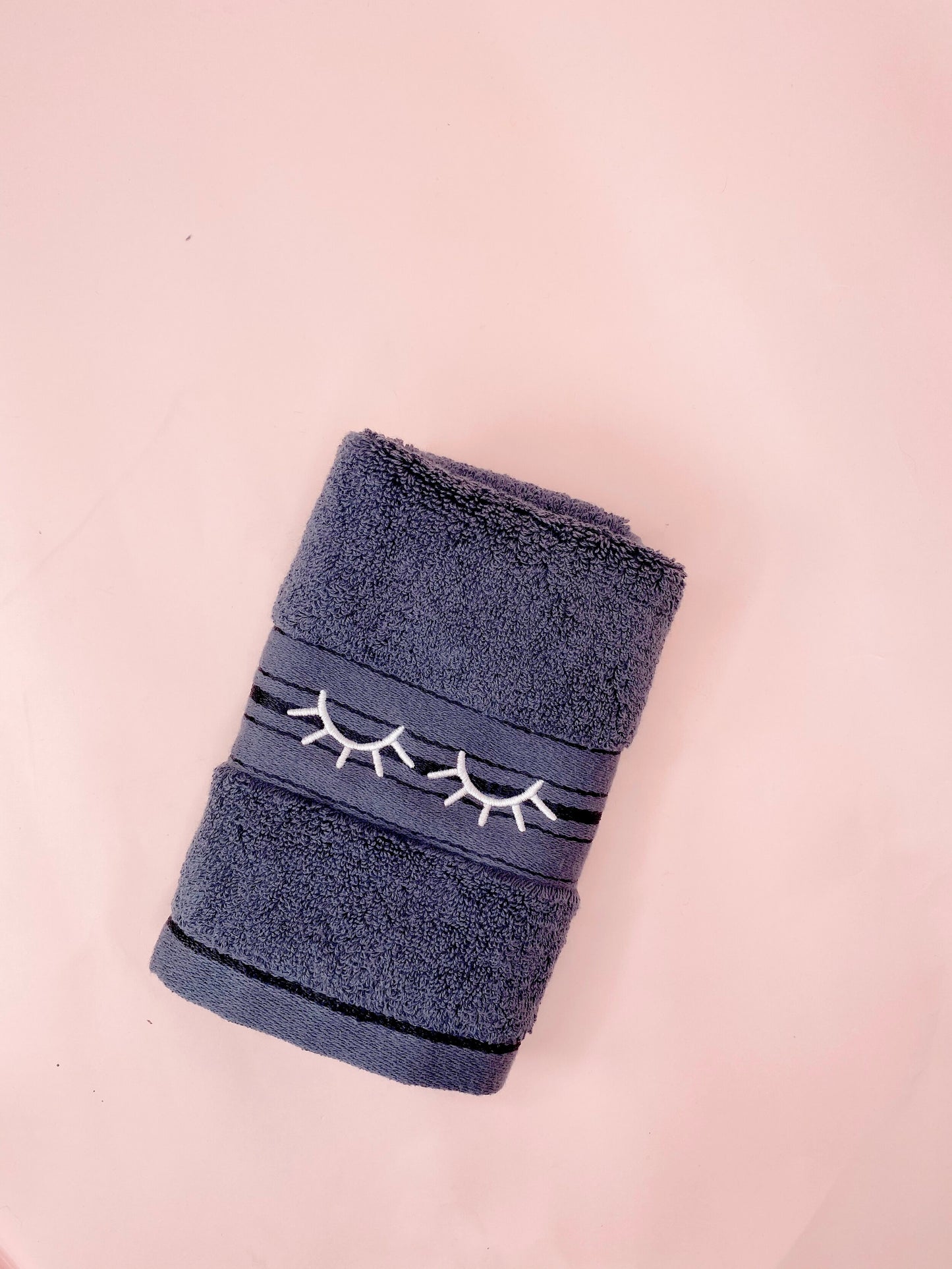 embroidered lash face towel