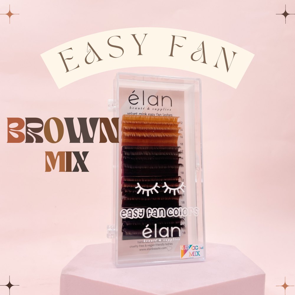 easy fan BROWN mix velvet mink lashes