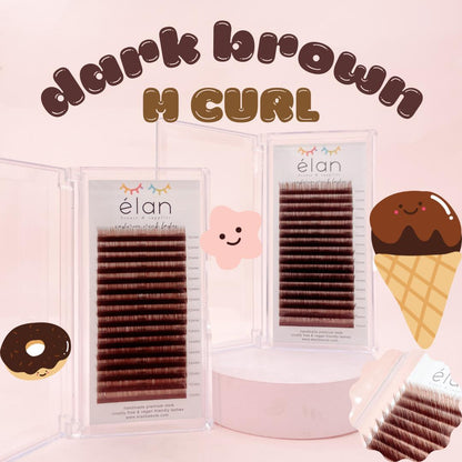 DARK BROWN color M curl lashes